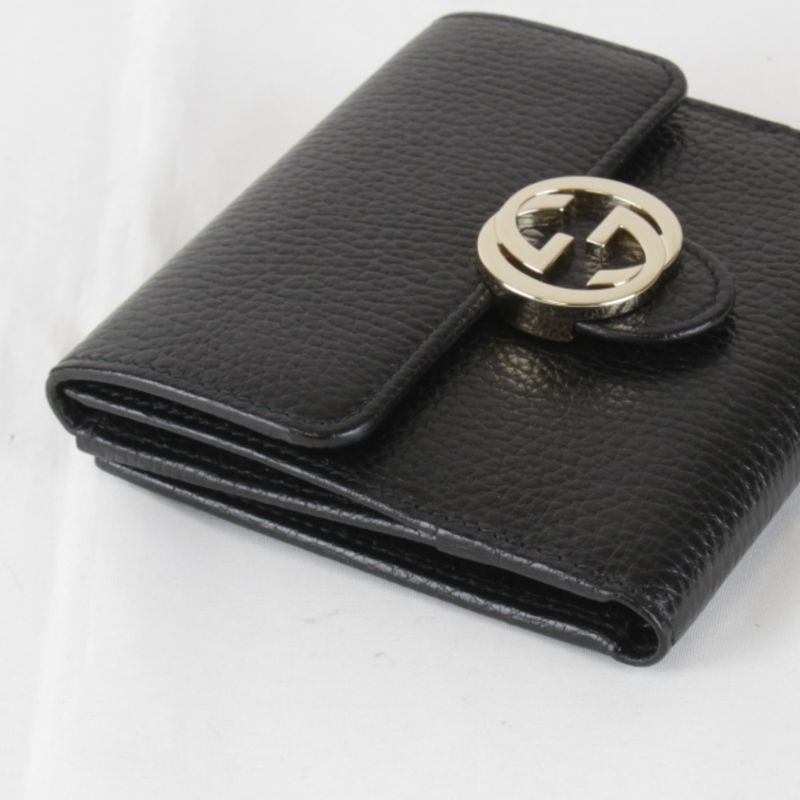 Gucci Interlocking Bifold Wallet Leather Black
