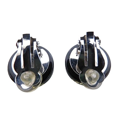 Chanel Earrings CC Logo Rhinestone Black — view 2