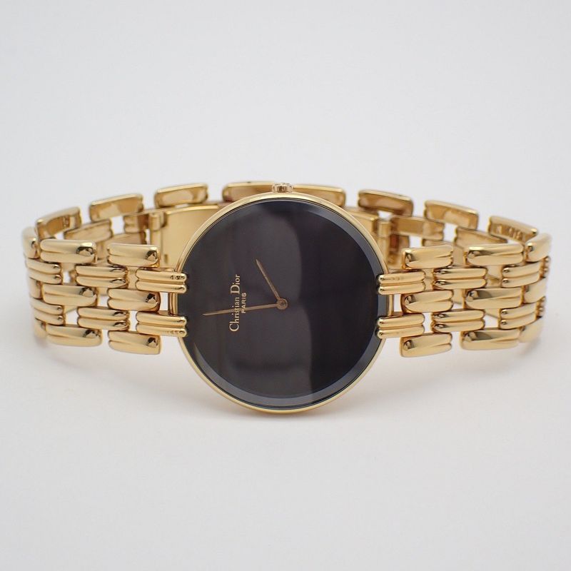 Dior Bagheera Quartz Watch Gold Black Dial Strap