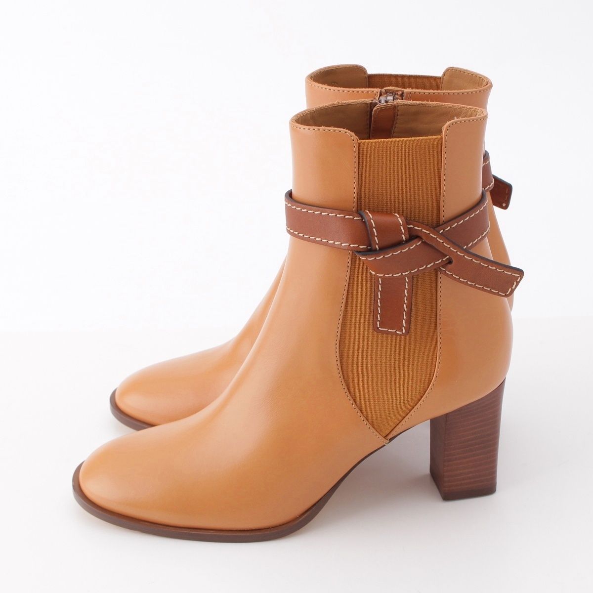 Loewe Gate Leather Side Gore Short Boots Shoes Gold 39 — view 3