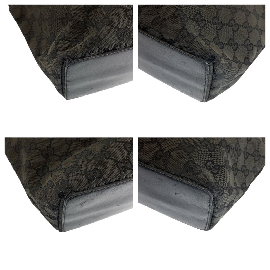 Gucci Black Gold GG Canvas Leather 002 Tote — view 4