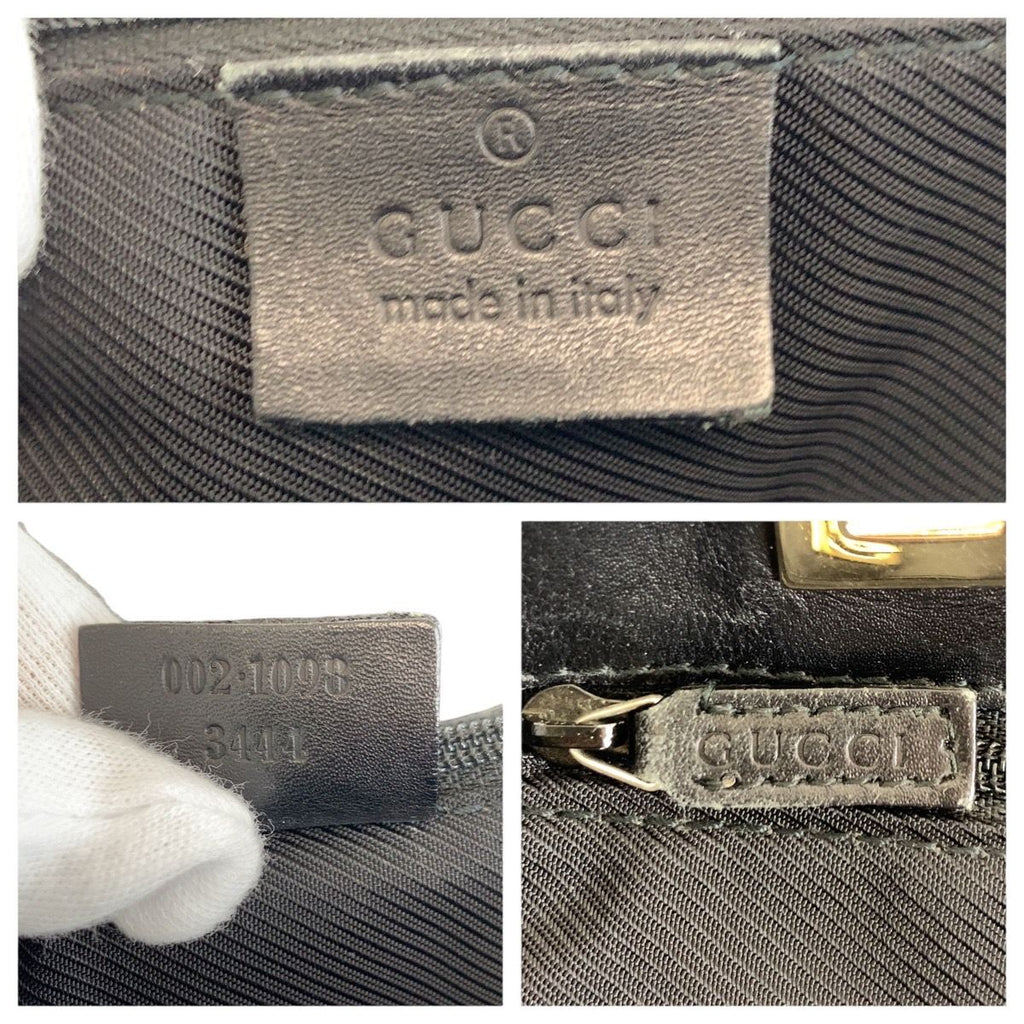 Gucci Black Gold GG Canvas Leather 002 Tote — view 5