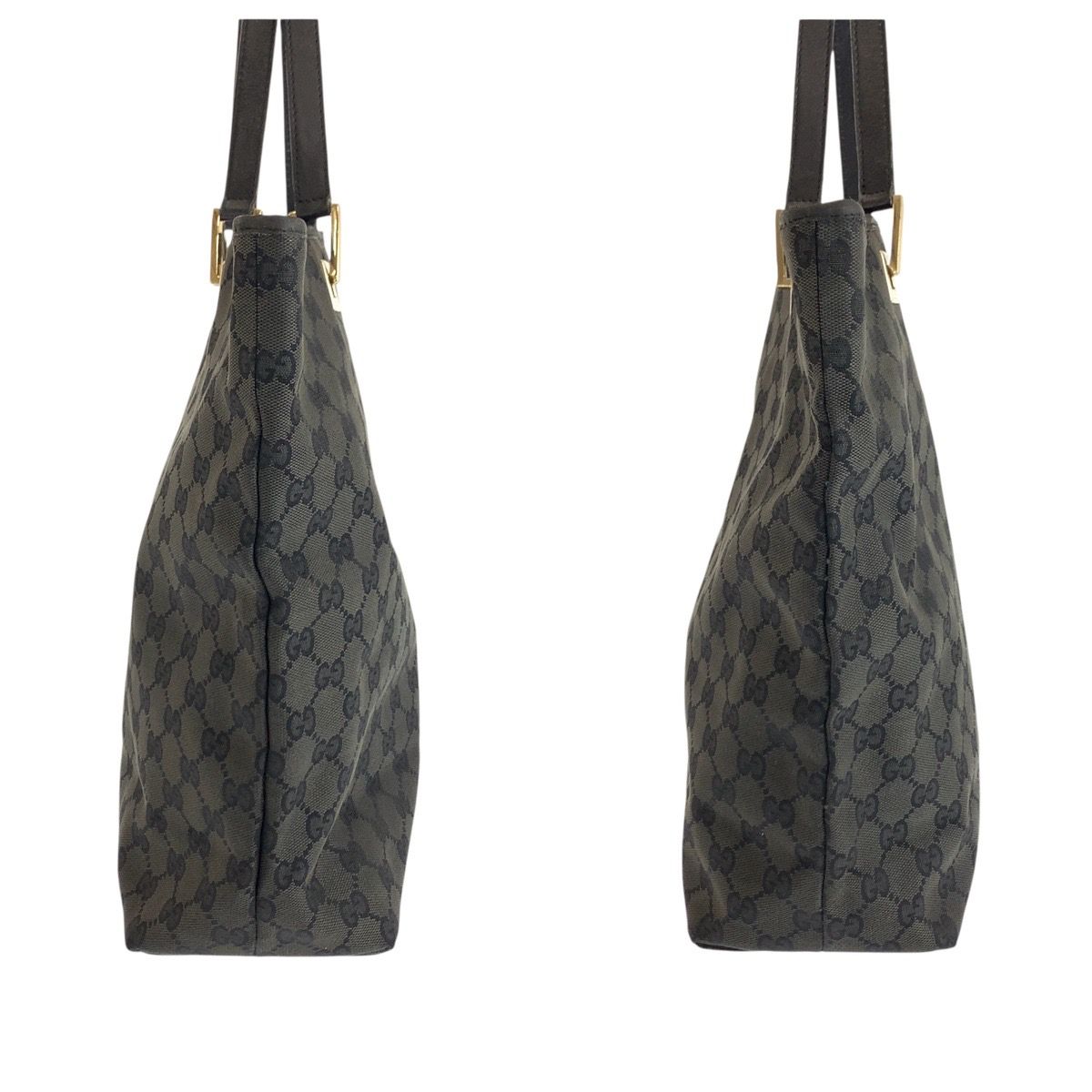 Gucci Black Gold GG Canvas Leather 002 Tote — view 3