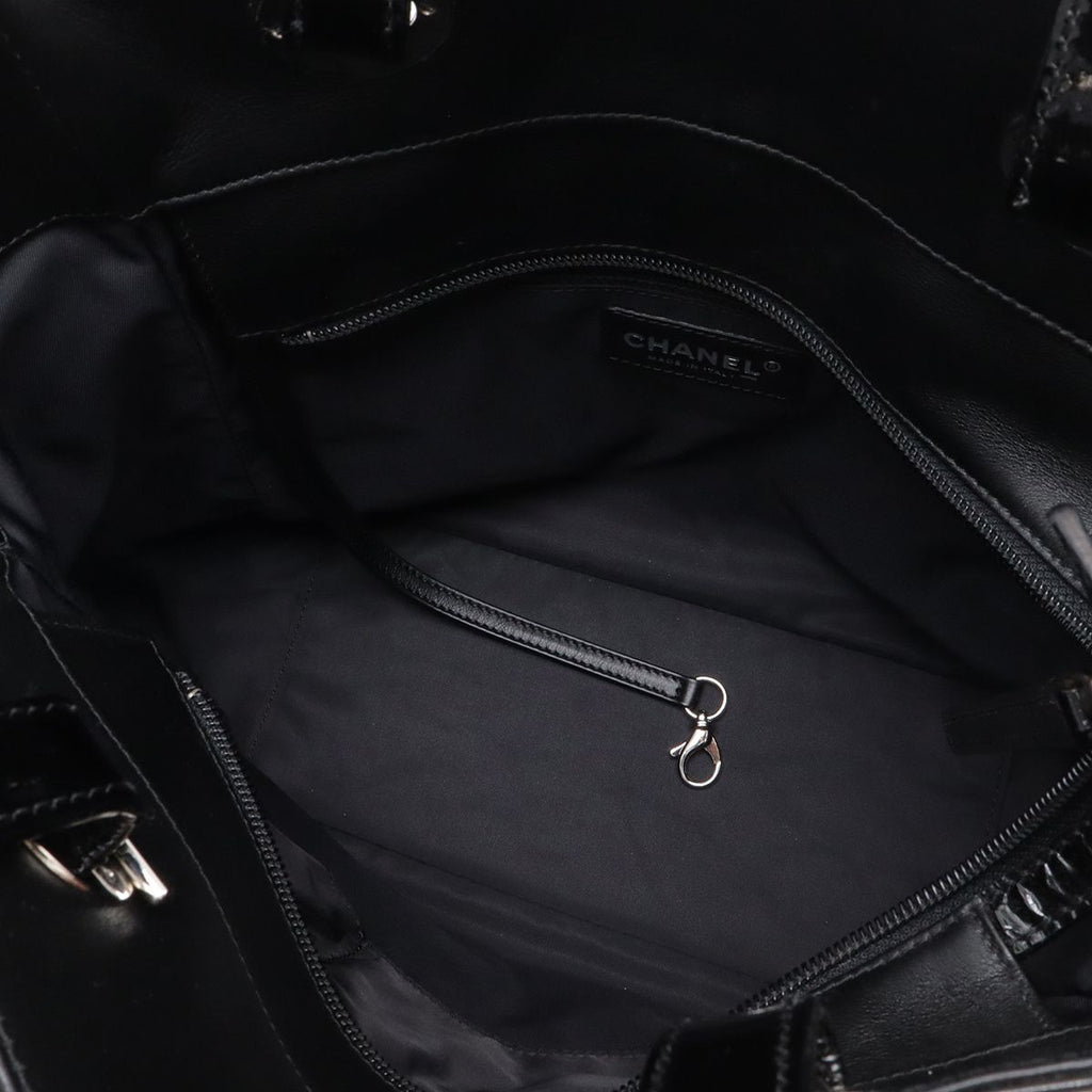 Chanel Paris Biarritz Tote PM Shoulder Bag Leather Black — view 7
