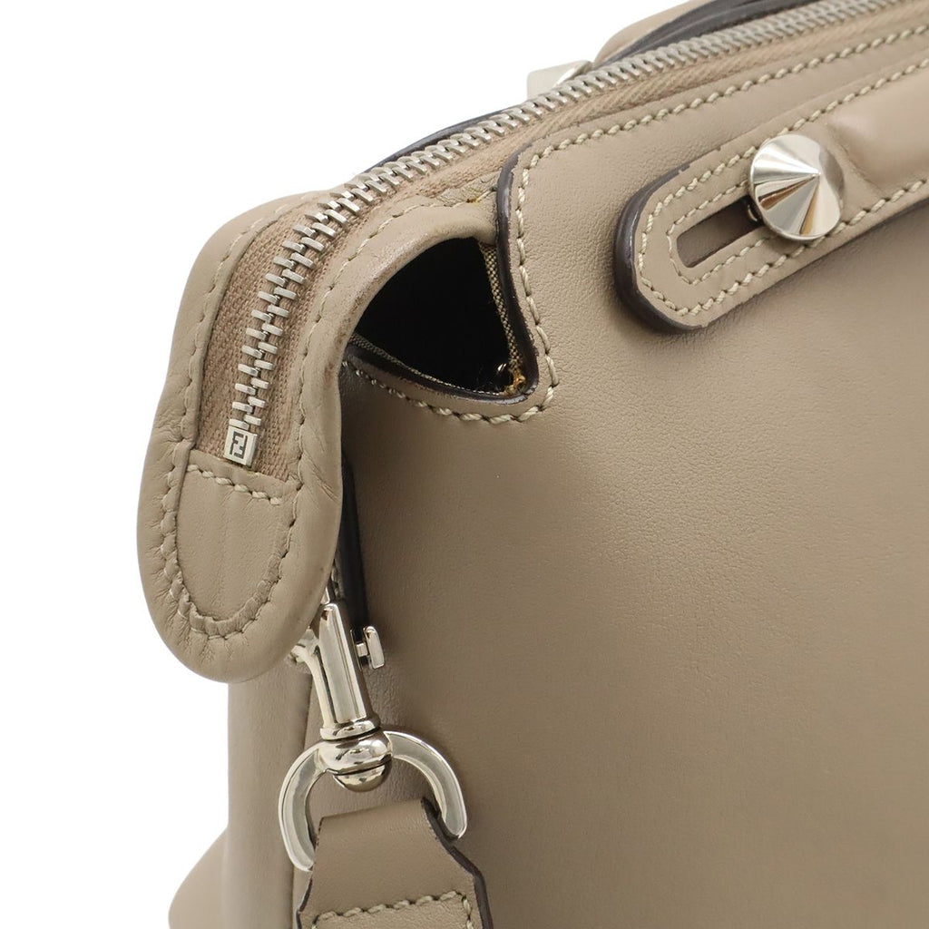 Fendi by the Way 2-Way Shoulder Bag Leather Grey Silver Greige — view 8