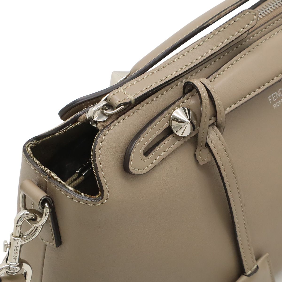 Fendi by the Way 2-Way Shoulder Bag Leather Grey Silver Greige — view 5