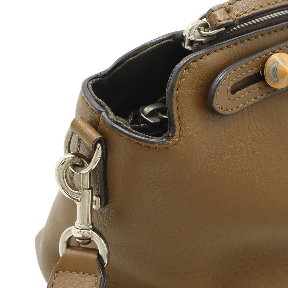 Fendi by the Way 2-Way Shoulder Bag Embossed Leather Brown — view 8