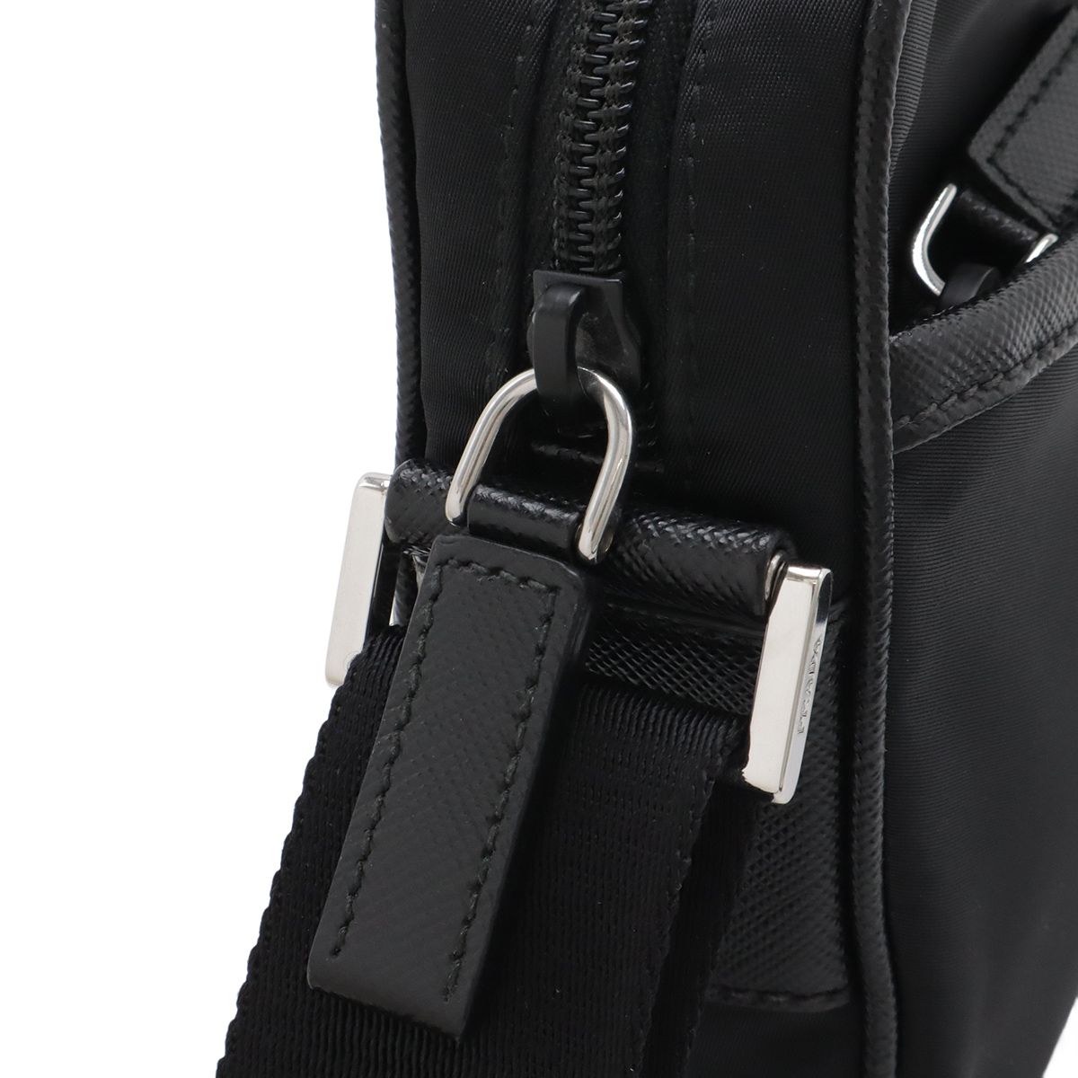 Prada Tessuto Saffian Triangle Logo Shoulder Bag Crossbody Nylon Leather Nero — view 4