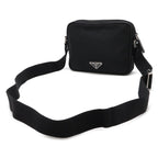 Prada Tessuto Saffian Triangle Logo Shoulder Bag Crossbody Nylon Leather Nero — view 2