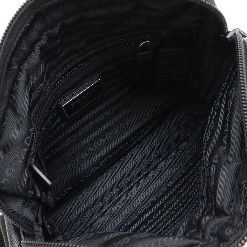 Prada Tessuto Saffian Triangle Logo Shoulder Bag Crossbody Nylon Leather Nero — view 7
