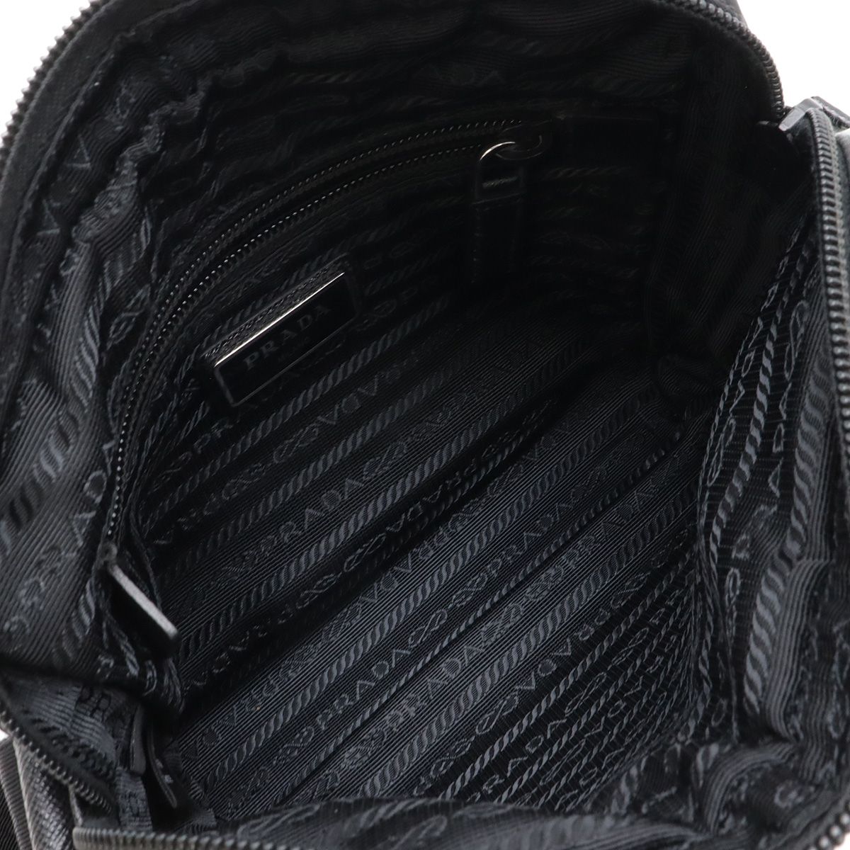 Prada Tessuto Saffian Triangle Logo Shoulder Bag Crossbody Nylon Leather Nero — view 7