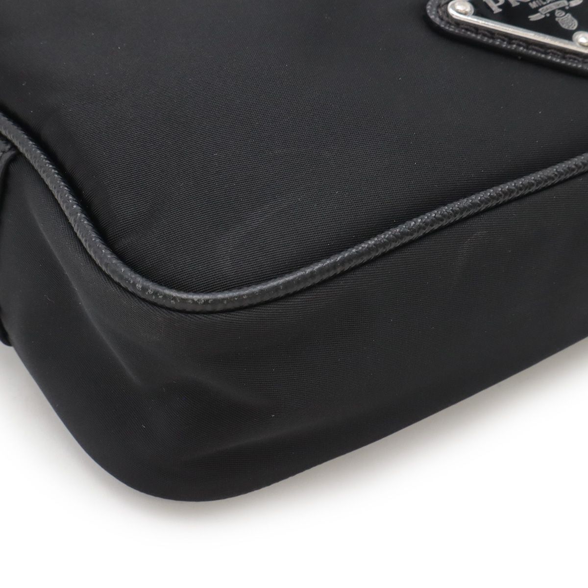 Prada Tessuto Saffian Triangle Logo Shoulder Bag Crossbody Nylon Leather Nero — view 3