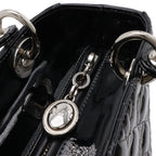 Dior Cannage Tote 2-Way Shoulder Bag Patent Leather Black Pink Gray — view 5