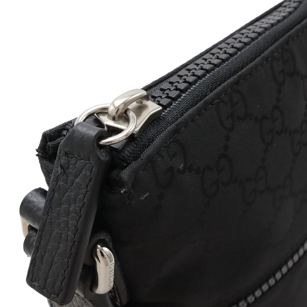 Gucci GG Nylon Shoulder Bag Crossbody Depth Leather Black Gray — view 4