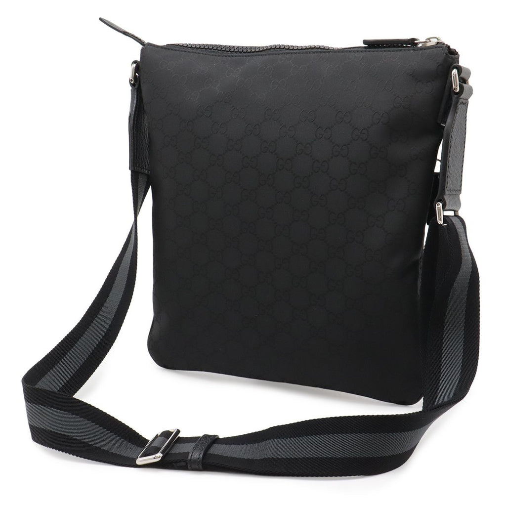 Gucci GG Nylon Shoulder Bag Crossbody Depth Leather Black Gray — view 2