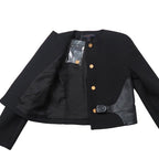 Louis Vuitton Boxy Jacket 38 Lamb Leather Trim Belt Gold Button