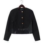 Louis Vuitton Boxy Jacket 38 Lamb Leather Trim Belt Gold Button