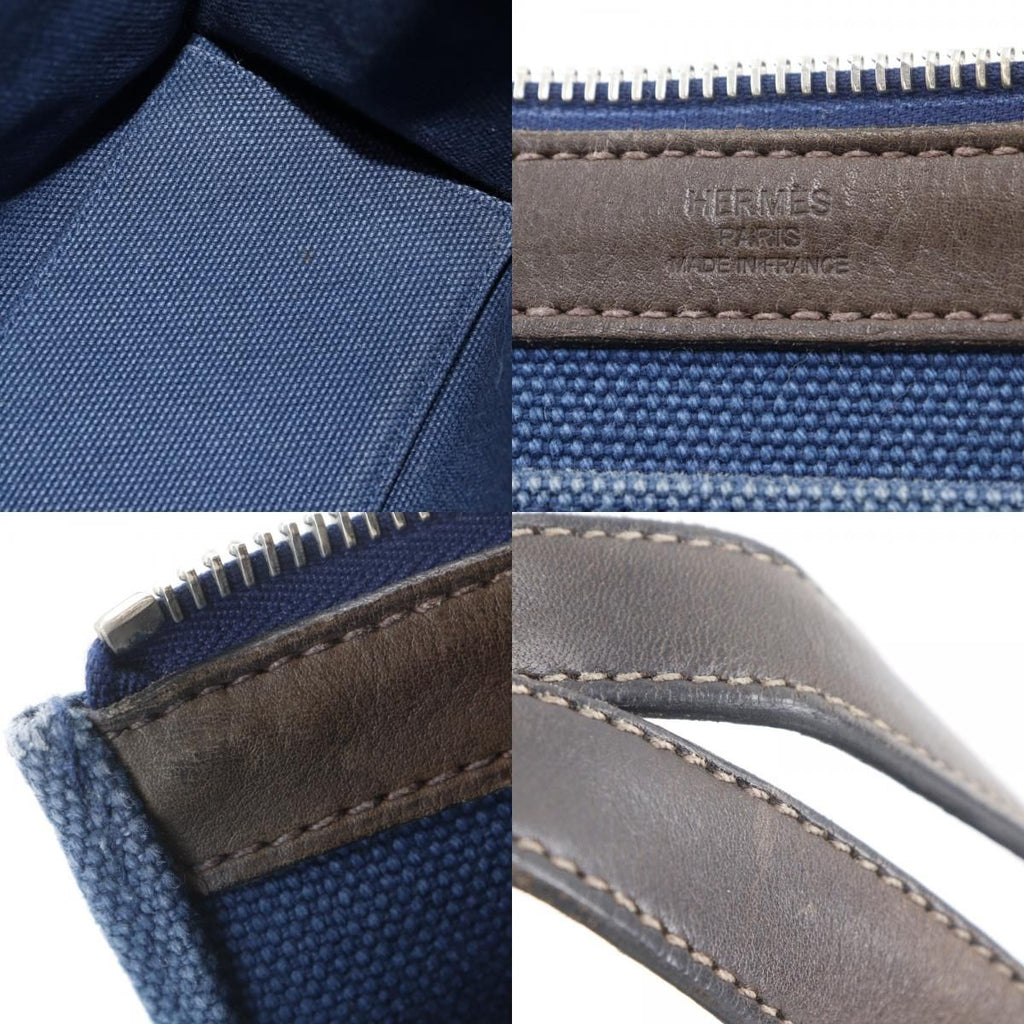 Hermes Cabas Mirror PM Medle Canvas Navy L Handbag Blue — view 8