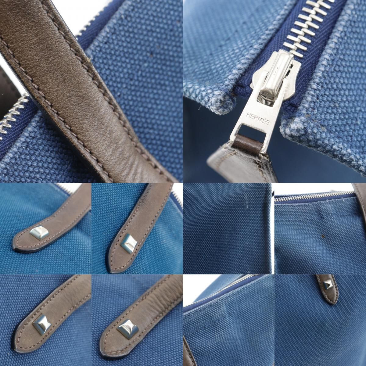 Hermes Cabas Mirror PM Medle Canvas Navy L Handbag Blue — view 9