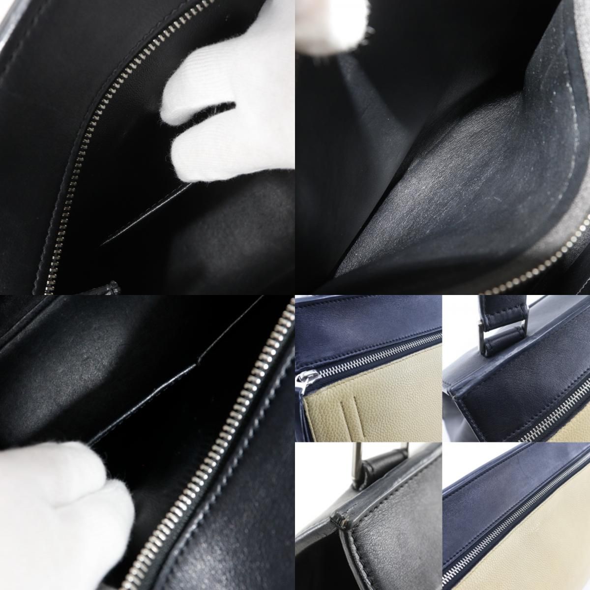 Celine Edge Bicolor Leather Black Beige Shoulder Bag — view 7