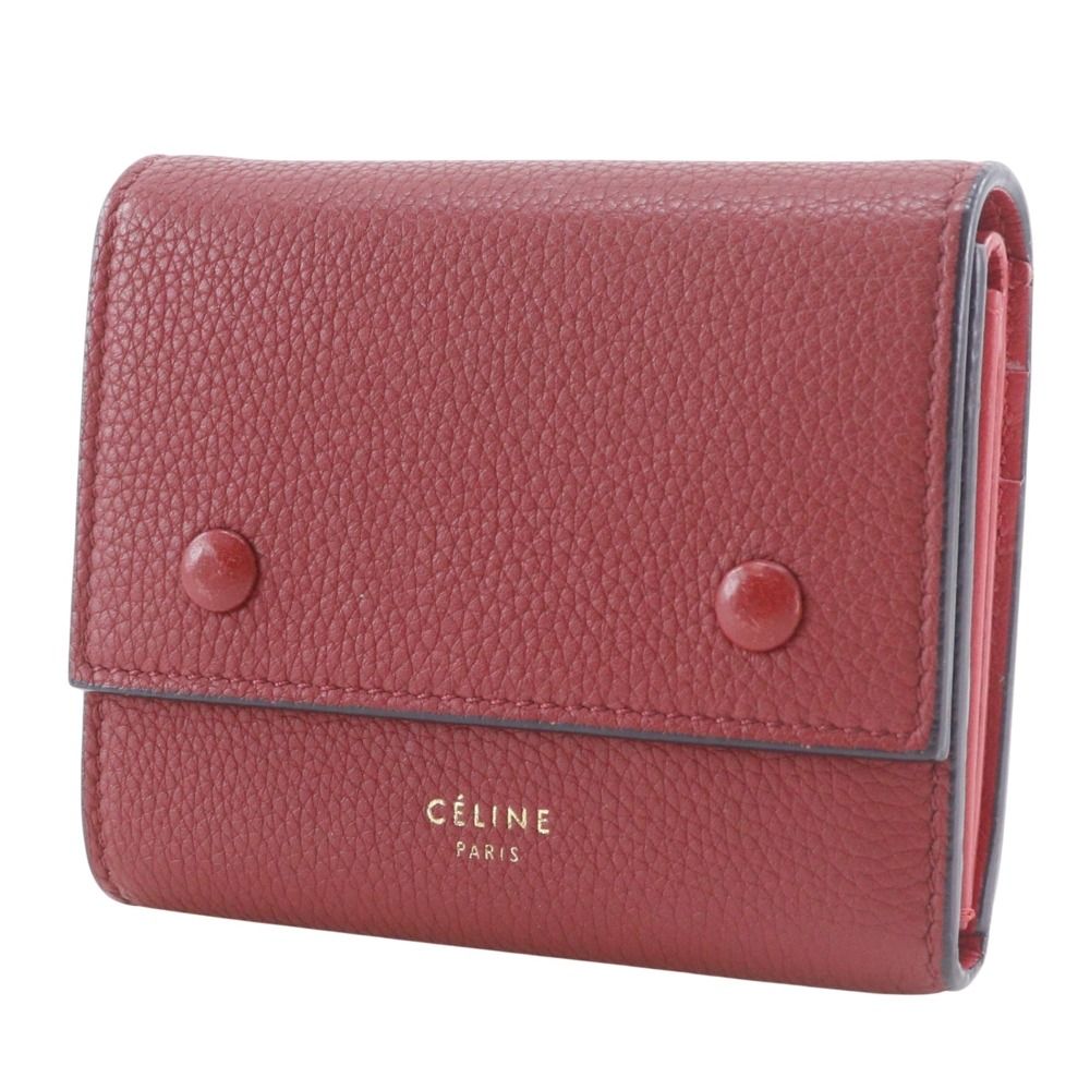 Celine Small Folded Multi Function Leather Red Trifold Wallet — view 2