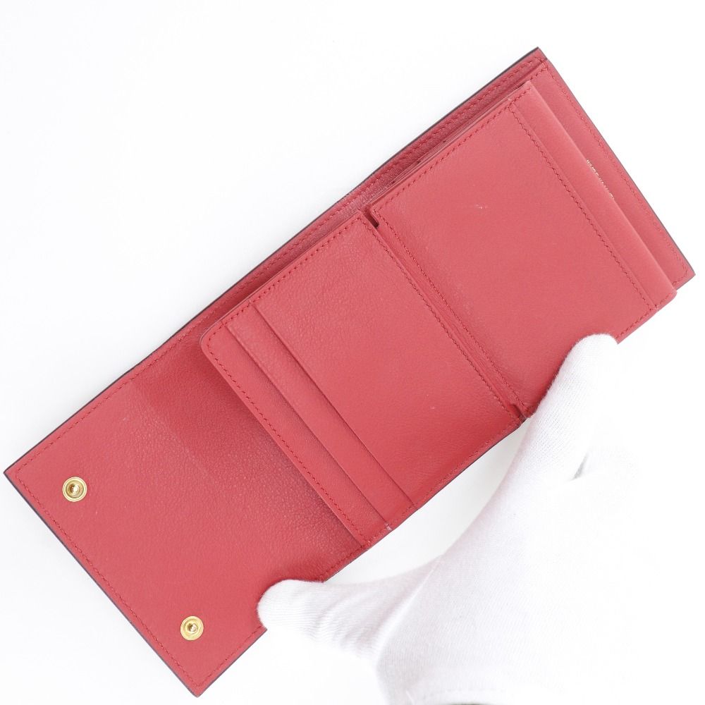 Celine Small Folded Multi Function Leather Red Trifold Wallet — view 5