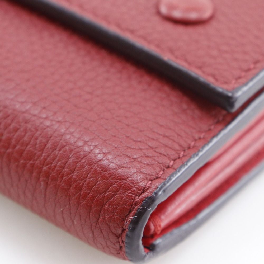 Celine Small Folded Multi Function Leather Red Trifold Wallet — view 7