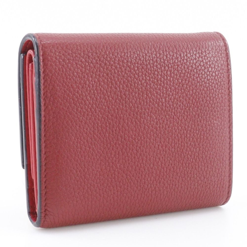 Celine Small Folded Multi Function Leather Red Trifold Wallet — view 3