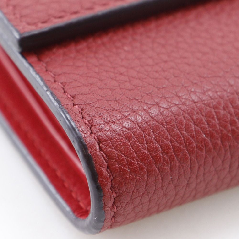 Celine Small Folded Multi Function Leather Red Trifold Wallet — view 6