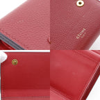 Celine Small Folded Multi Function Leather Red Trifold Wallet — view 9