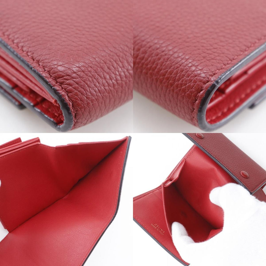Celine Small Folded Multi Function Leather Red Trifold Wallet — view 8