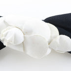 Chanel Camellia Ribbon Satin Black White Barrette — view 4