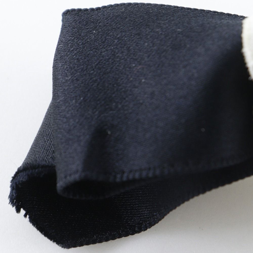 Chanel Camellia Ribbon Satin Black White Barrette — view 6