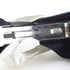 Chanel Camellia Ribbon Satin Black White Barrette — view 9