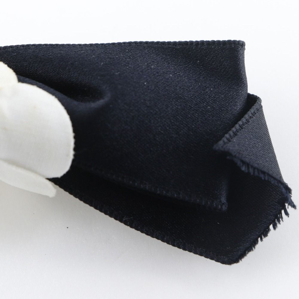 Chanel Camellia Ribbon Satin Black White Barrette — view 5
