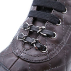 Chanel Boots Combat Lace Up Quilted Leather Chain Decoration Cap Toe 38 — view 6
