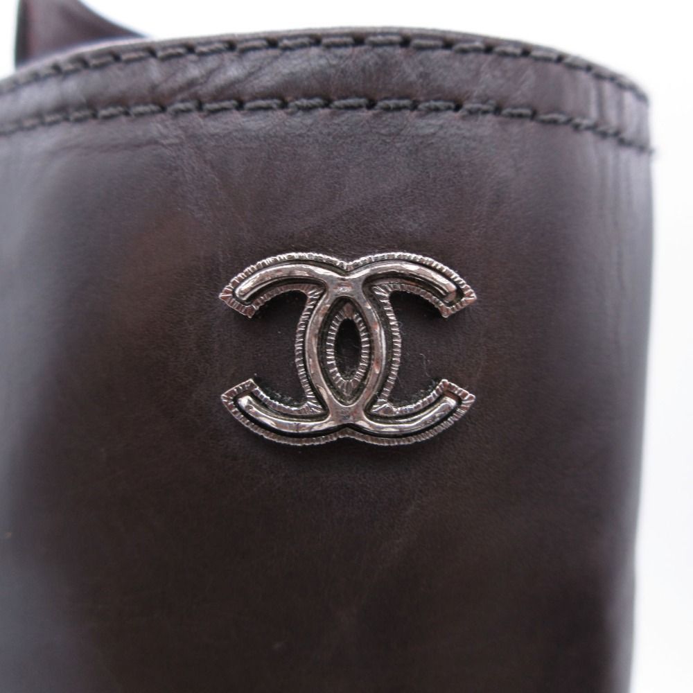 Chanel Boots Combat Lace Up Quilted Leather Chain Decoration Cap Toe 38 — view 7