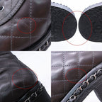 Chanel Boots Combat Lace Up Quilted Leather Chain Decoration Cap Toe 38 — view 9