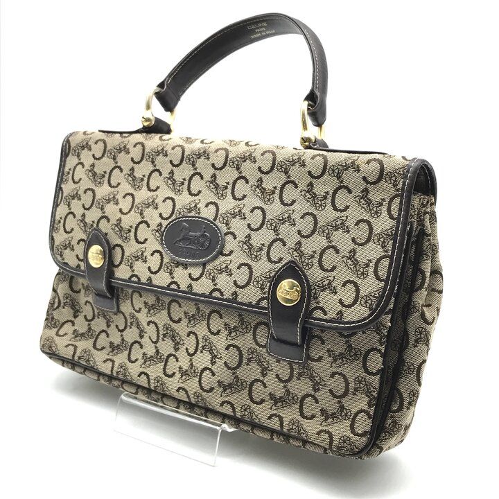Celine C Macadam Canvas Hand Brown Purse — view 2