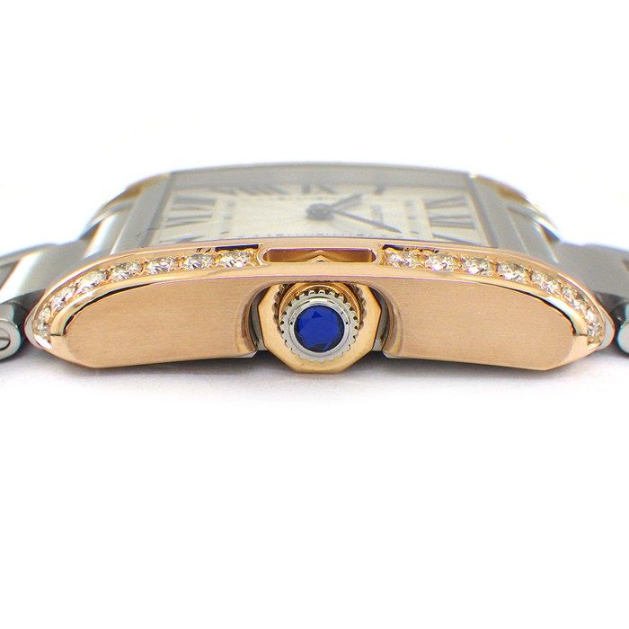 Cartier Watch Tank Aggress MM Rectangular Roman Index Diamond Bezel — view 2