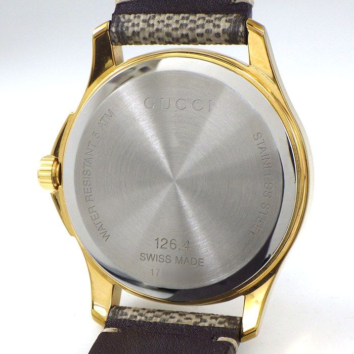 Gucci Watch Timeless 126.4 Eye Motif Beige Brown GG Supreme Dial SS — view 4