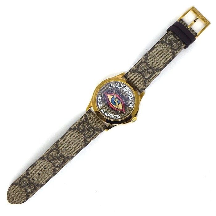 Gucci Watch Timeless 126.4 Eye Motif Beige Brown GG Supreme Dial SS — view 3