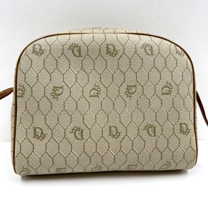 Dior Honeycomb Shoulder Bag Leather Gray Brown Gold — view 2