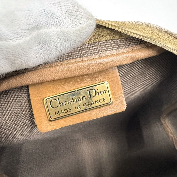 Dior Honeycomb Shoulder Bag Leather Gray Brown Gold — view 8