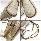 Dior Honeycomb Shoulder Bag Leather Gray Brown Gold — view 6