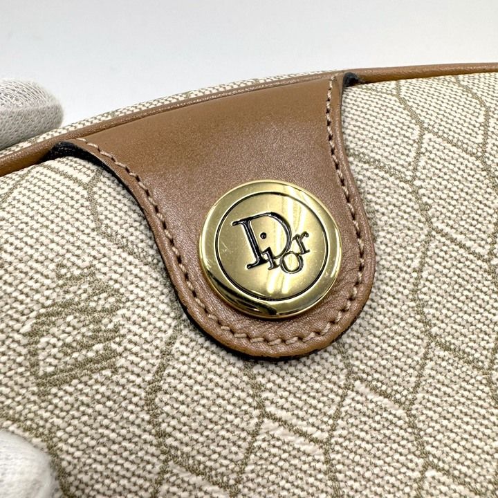 Dior Honeycomb Shoulder Bag Leather Gray Brown Gold — view 3