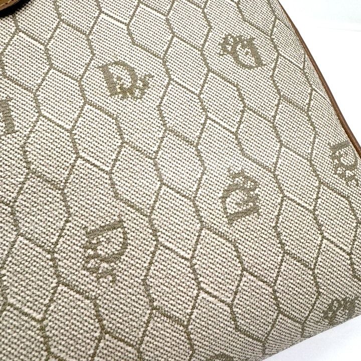 Dior Honeycomb Shoulder Bag Leather Gray Brown Gold — view 4