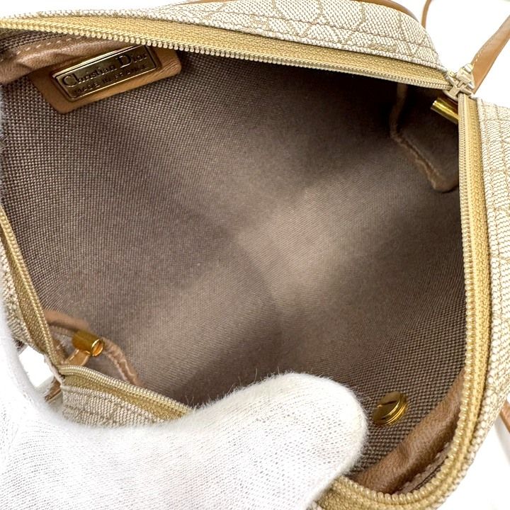 Dior Honeycomb Shoulder Bag Leather Gray Brown Gold — view 7