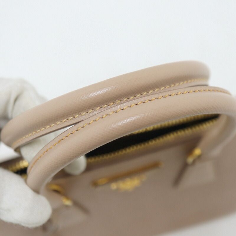 Prada 2-Way Handbag Leather Beige Gold — view 6