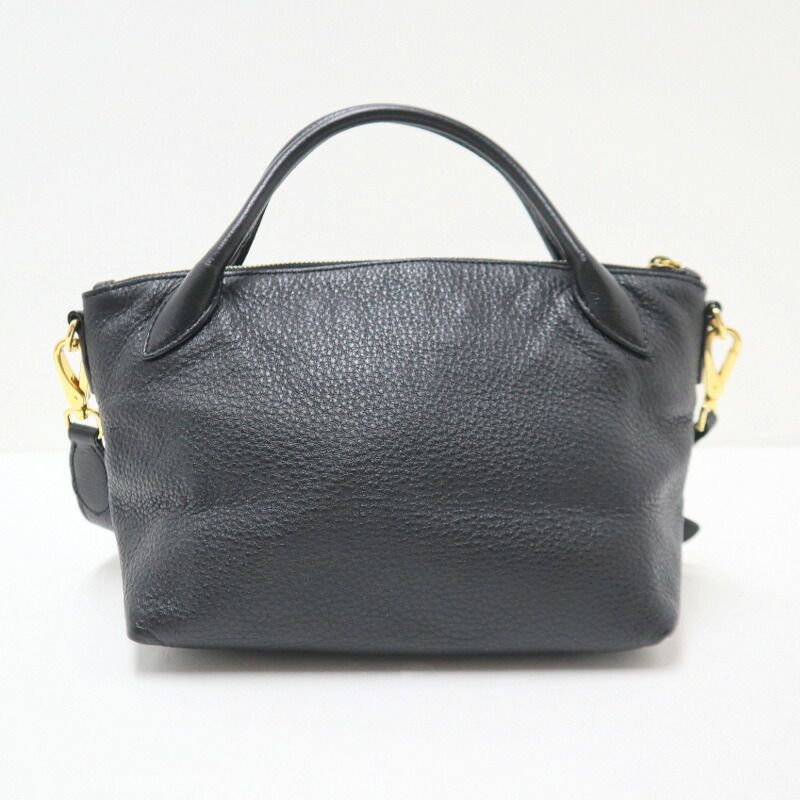 Prada 2-Way Shoulder Bag Leather Black Gold — view 2
